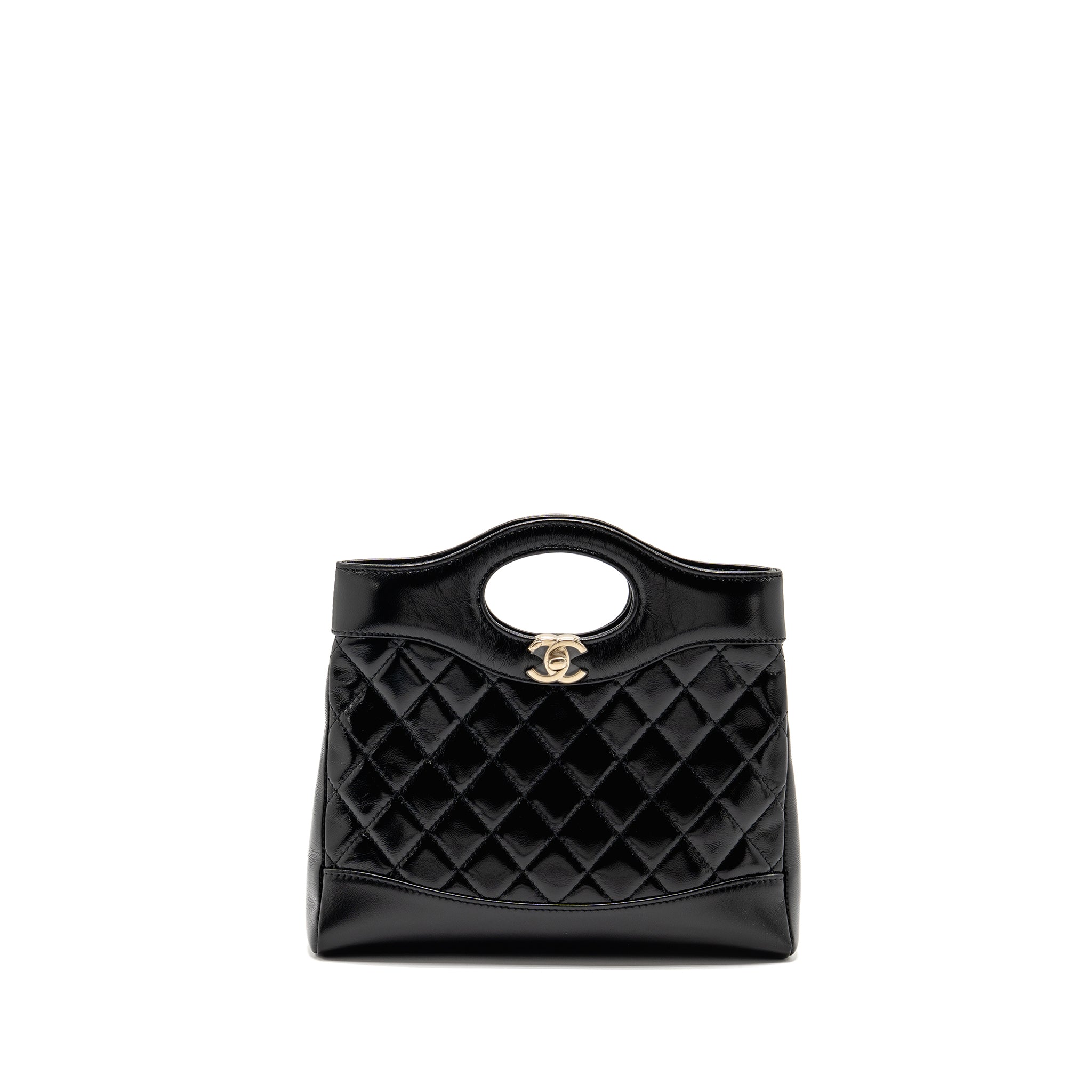 CHANEL 25P MINI 31 BAG SHINY LAMBSKIN BLACK LGHW (MICROCHIP)