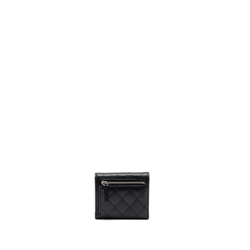 CHANEL SMALL CLASSIC FLAP WALLET CAVIAR BLACK SHW (MICROCHIP)