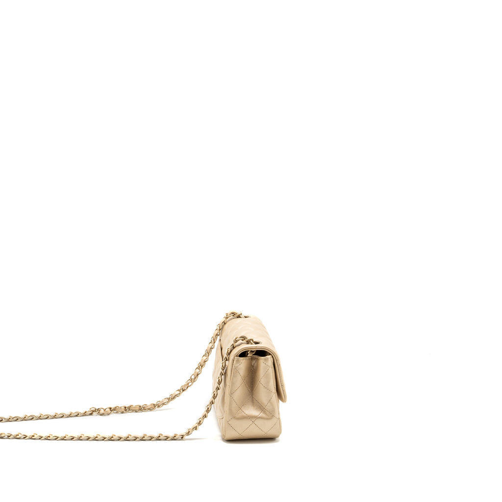 CHANEL MINI SQUARE FLAP BAG LAMBSKIN GOLD GHW