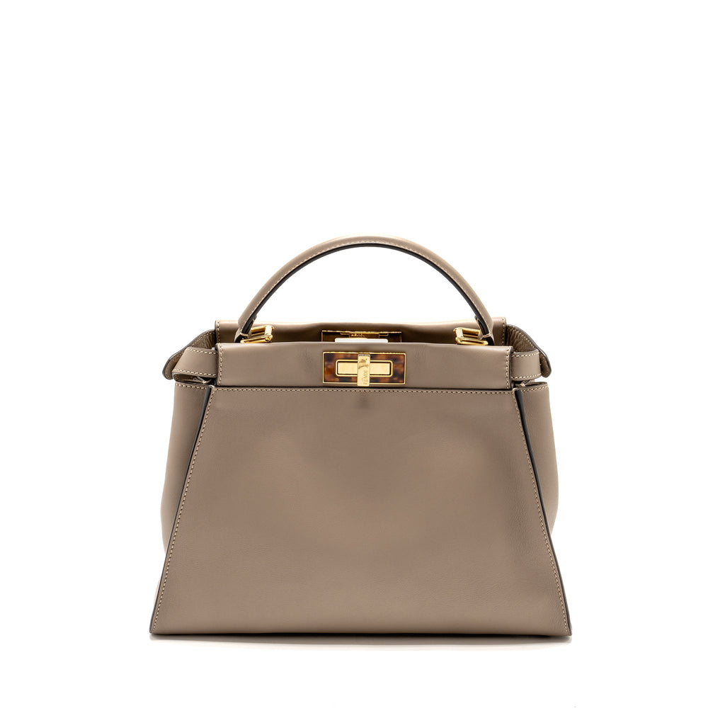 FENDI MEDIUM PEEKABOO BAG CALFSKIN BEIGE GHW