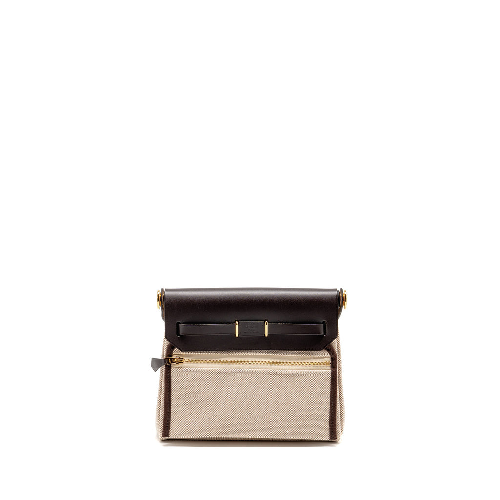 HERMES HERBAG MINI CANVAS / HUNTER LEATHER ECRU-BEIGE / EBENE GHW