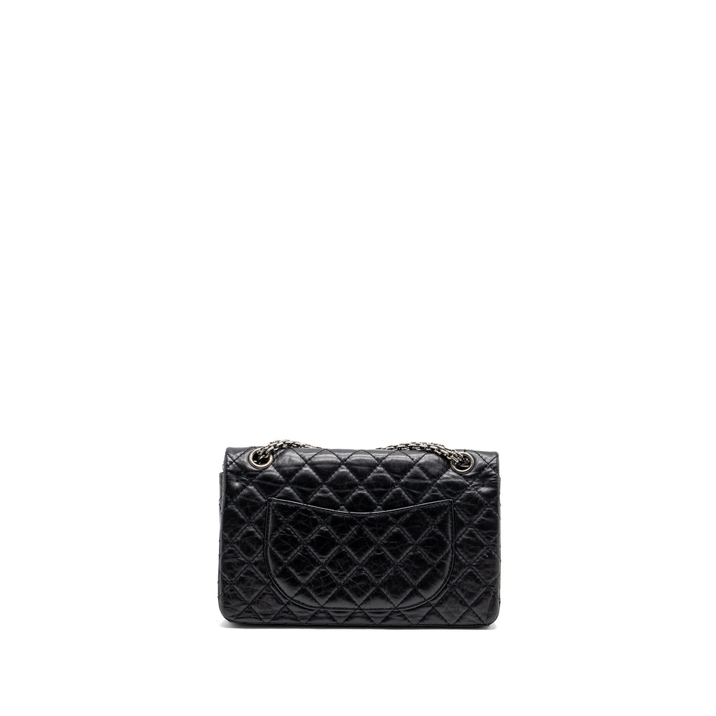 CHANEL SMALL 2.55 REISSUE FLAP BAG AGED CALFSKIN BLACK RUTHENIUM HARDWARE