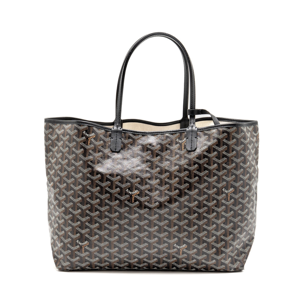 GOYARD SAINT LOUIS PM TOTE BAG GOYARDINE CANVAS/CALFSKIN BLACK