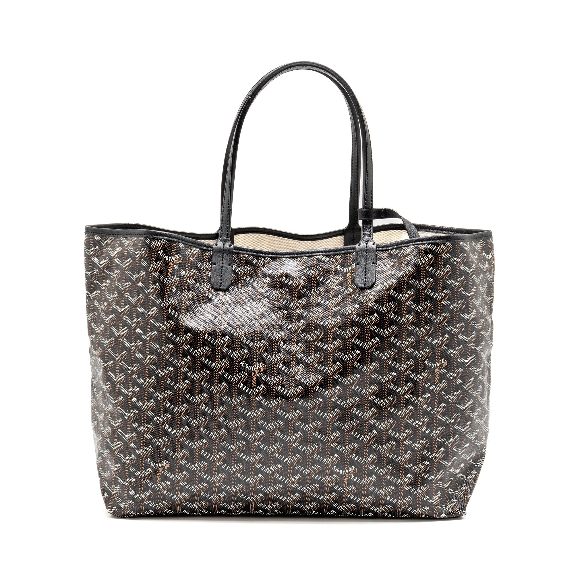 GOYARD SAINT LOUIS PM TOTE BAG GOYARDINE CANVAS/CALFSKIN BLACK