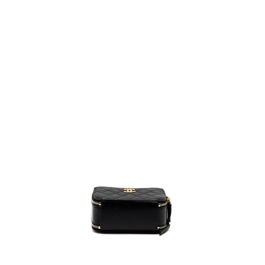 CHANEL 22S LETTER TOP HANDLE SMALL VANITY CASE CAVIAR BLACK BRUSHED GHW (MICROCHIP)