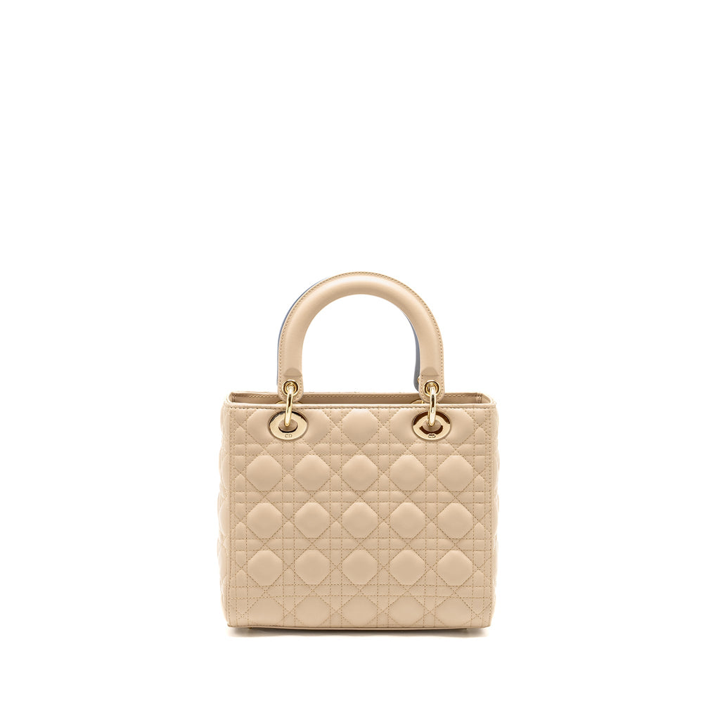 DIOR MEDIUM LADY DIOR LAMBSKIN BEIGE/BLUE LGHW
