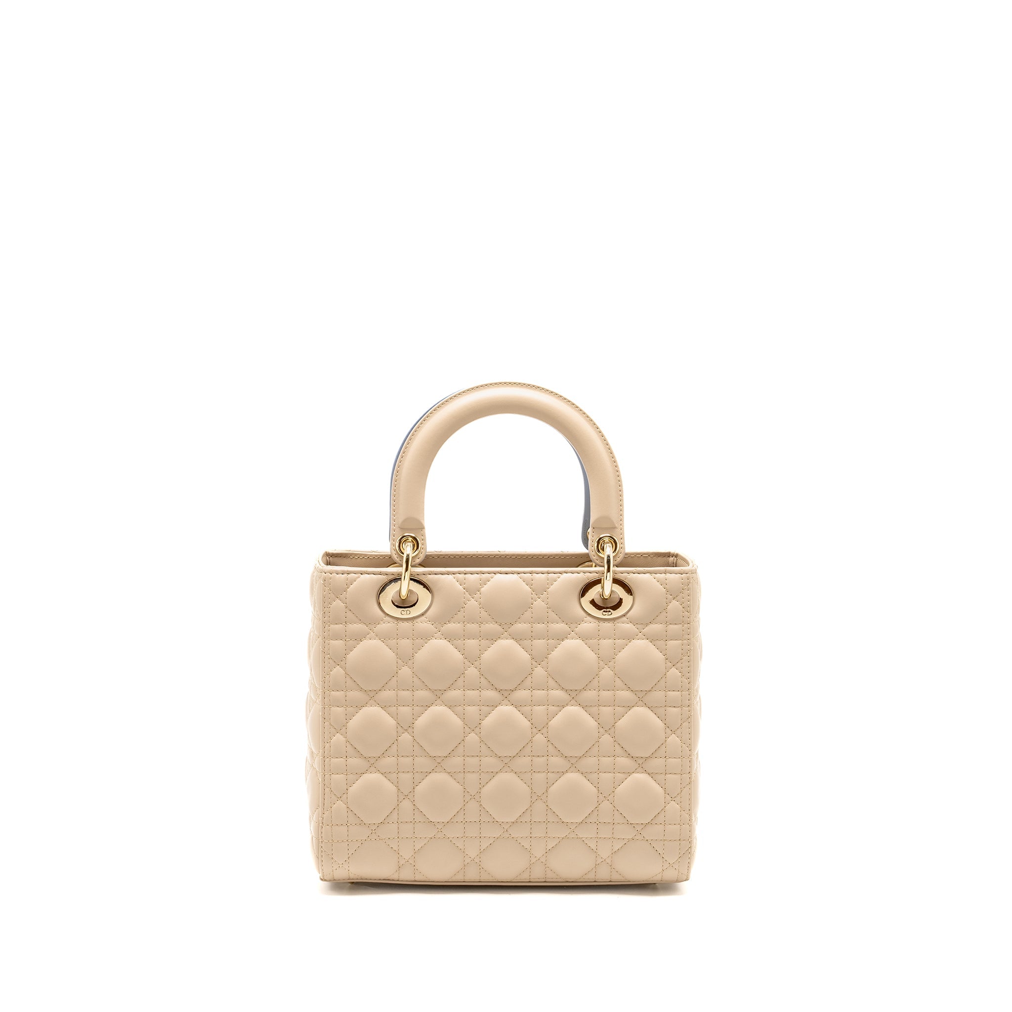 DIOR MEDIUM LADY DIOR LAMBSKIN BEIGE/BLUE LGHW