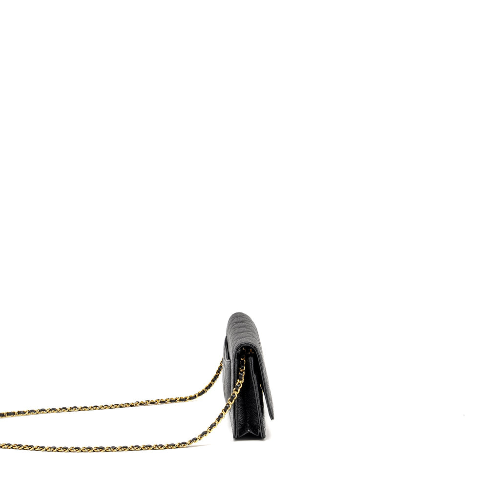 CHANEL CLASSIC WALLET ON CHAIN CAVIAR BLACK GHW