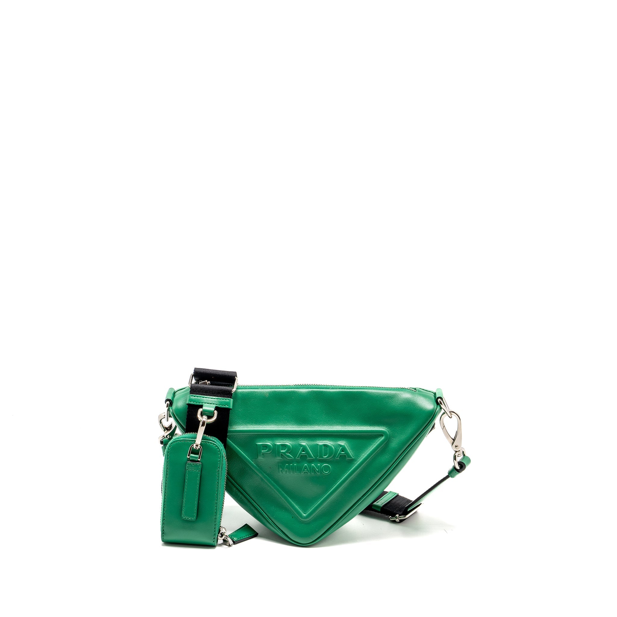 PRADA TRIANGLE SHOULDER BAG LEATHER GREEN SHW