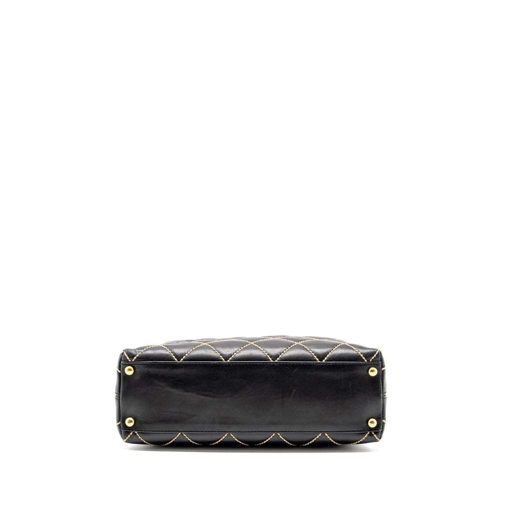 CHANEL VINTAGE WILD STITCH SHOULDER BAG CALFSKIN BLACK GHW