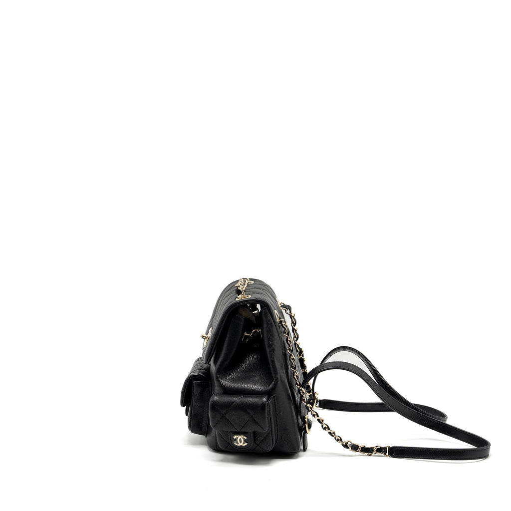 CHANEL 23K TRIPLE POCKET BACKPACK CAVIAR BLACK LGHW (MICROCHIP)