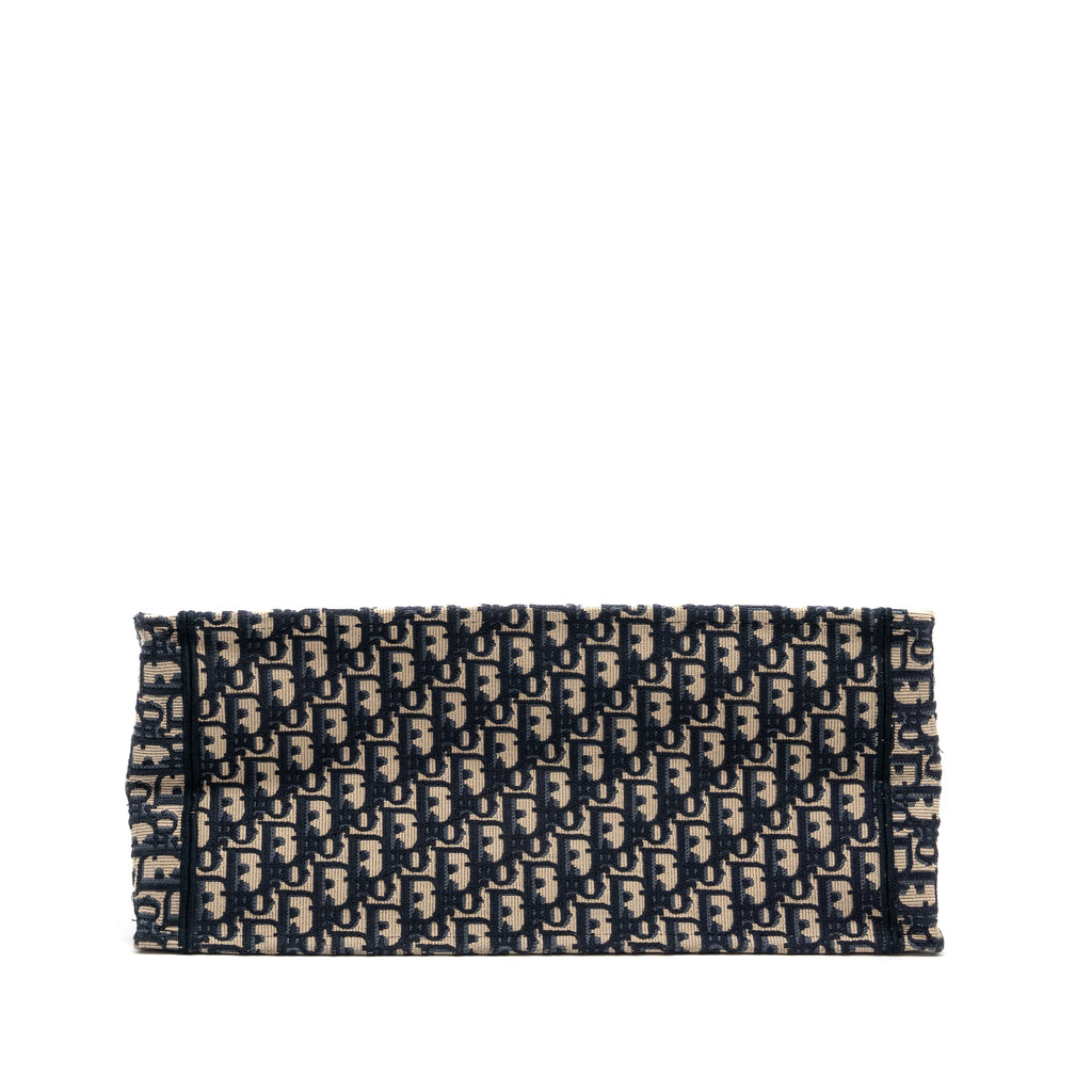 DIOR LARGE BOOK TOTE ECRU AND BLUE DIOR OBLIQUE EMBROIDERY