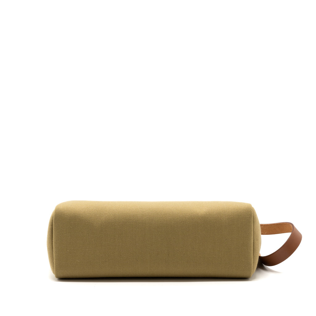 HERMES HERBAG 31 ZIP BAG RETOURNE CANVAS/VACHE HUNTER POUSSIERE/FAUVE GHW