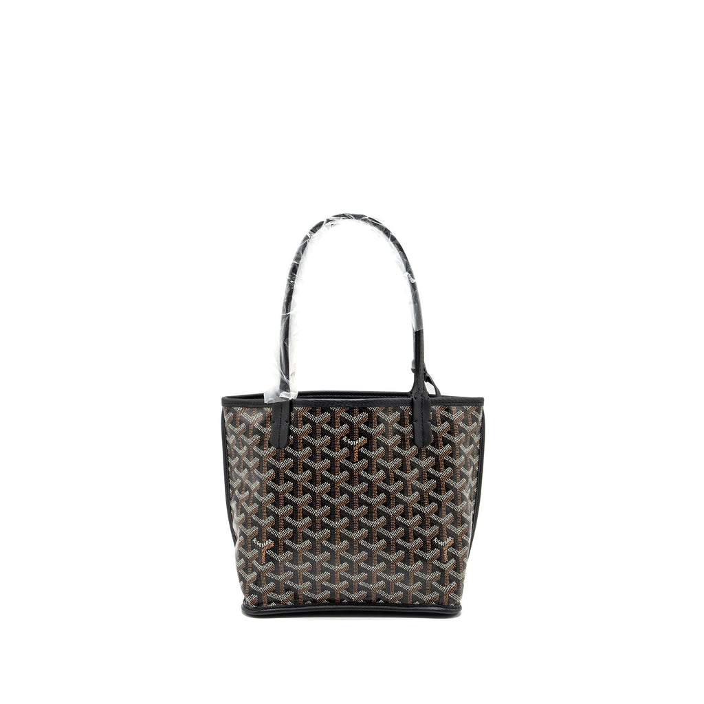 GOYARD ANJOU MINI TOTE BAG GOYARDLINE CANVAS / CALFSKIN BLACK SHW