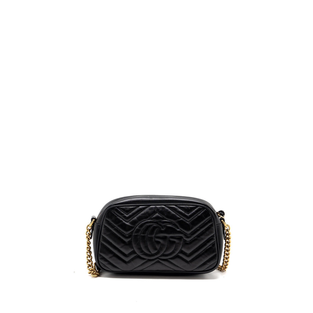 GUCCI GG MARMONT MATELESS SHOULDER BAG CALFSKIN BLACK GHW