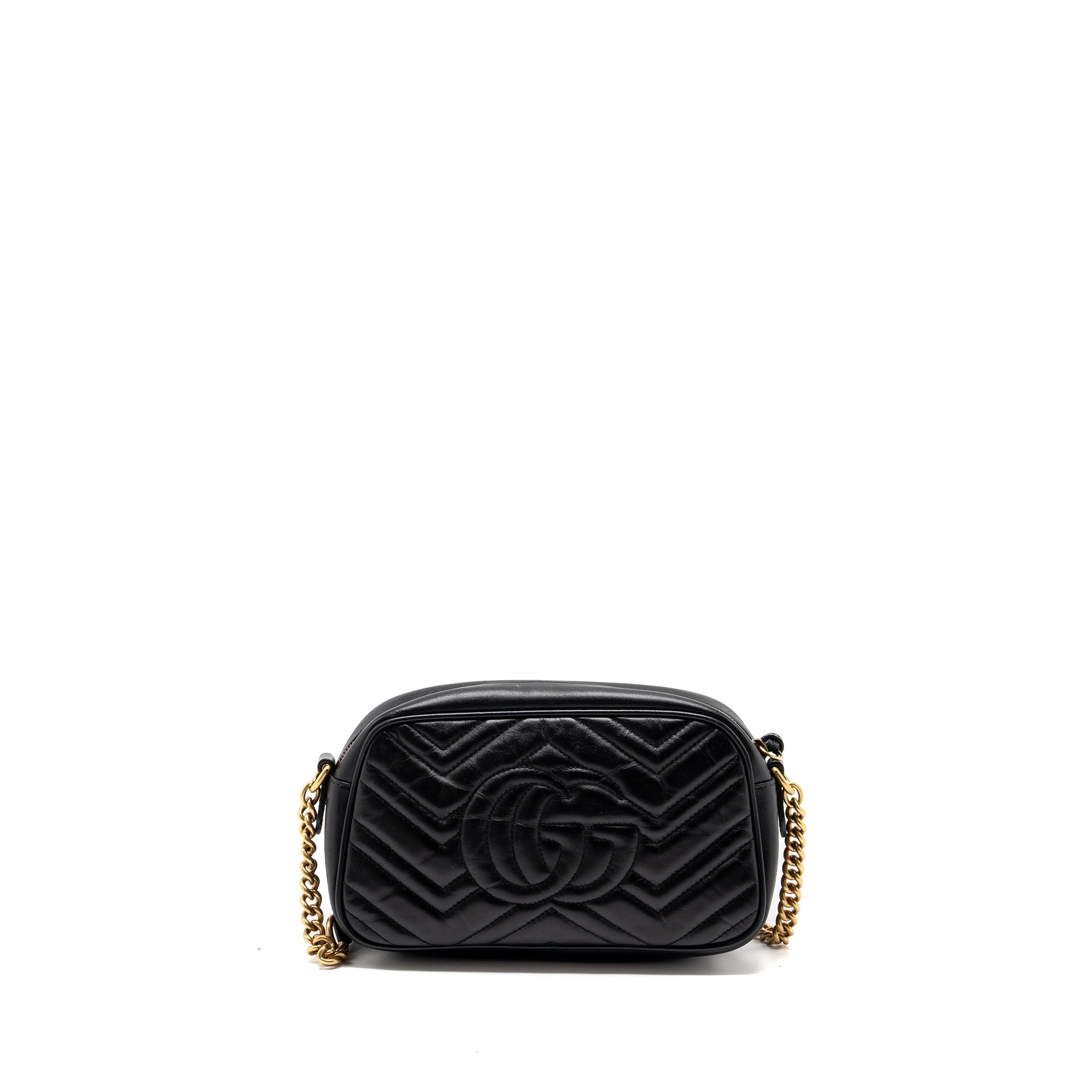 GUCCI GG MARMONT MATELESS SHOULDER BAG CALFSKIN BLACK GHW