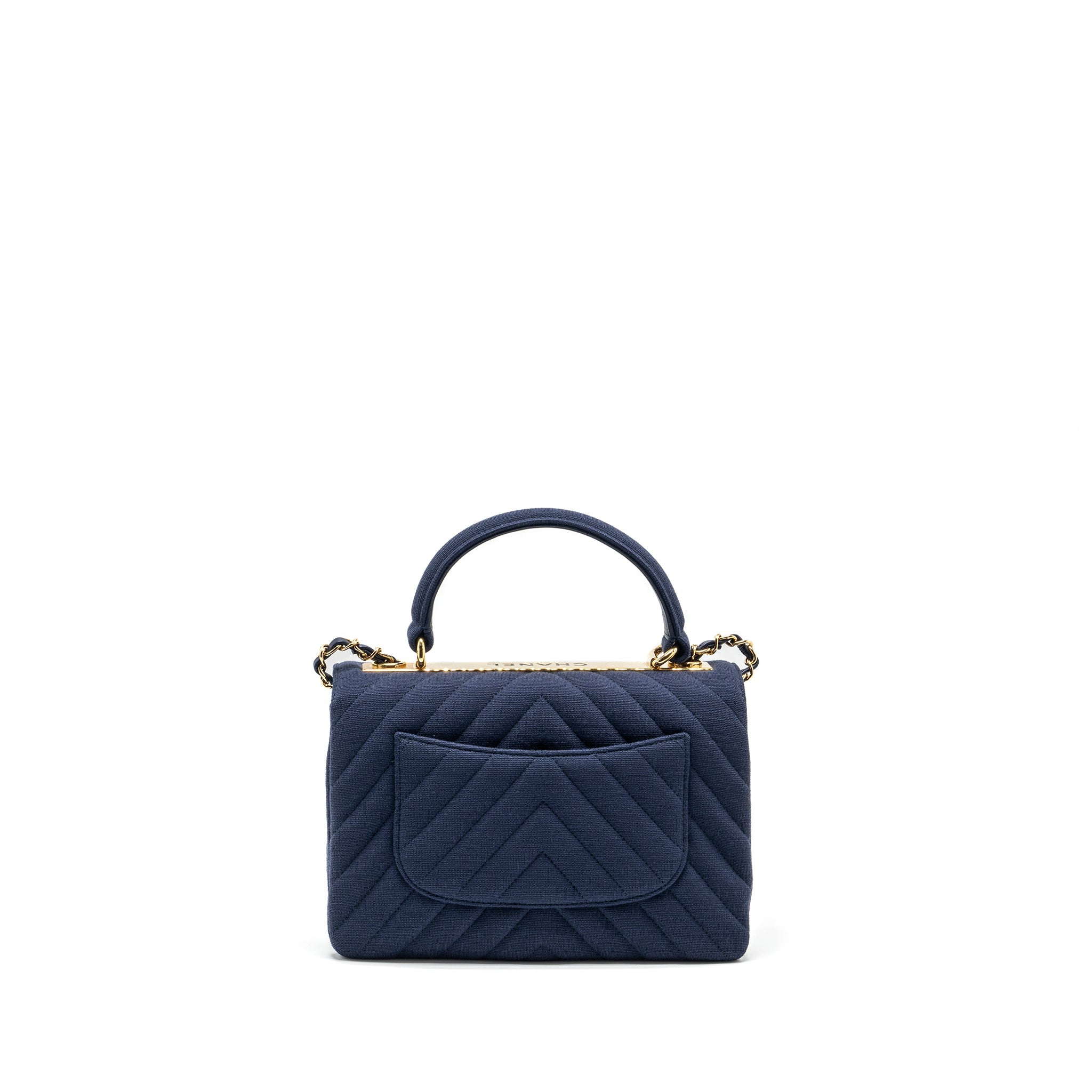 CHANEL SMALL CHEVRON TRENDY CC FABRIC NAVY GHW