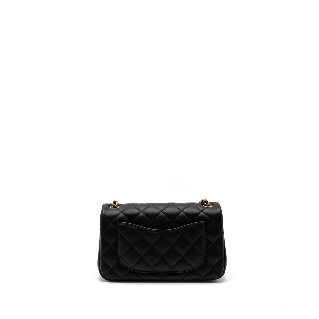 CHANEL 23K PEARL CRUSH MINI RECTANGULAR FLAP BAG LAMBSKIN BLACK GHW (MICROCHIP)