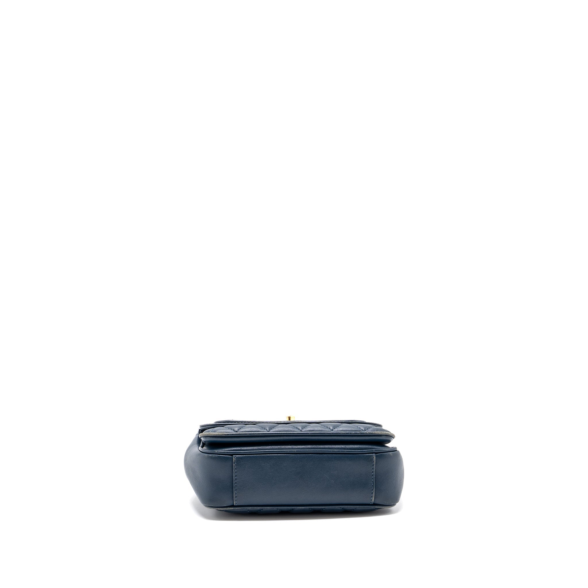 CHANEL QUILTED FLAP CROSSBODY BAG LAMBSKIN DARK BLUE LGHW