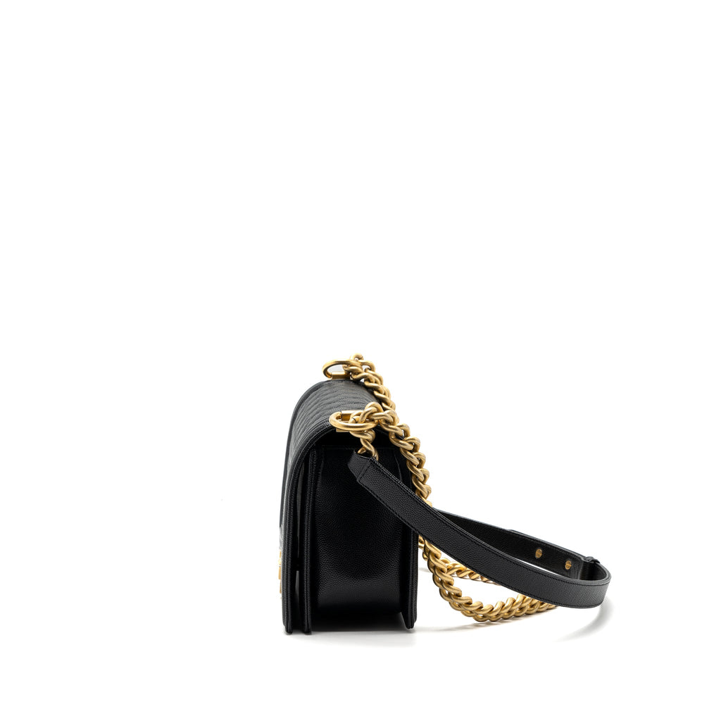 CHANEL MEDIUM CLASSIC BOY BAG CAVIAR BLACK GHW