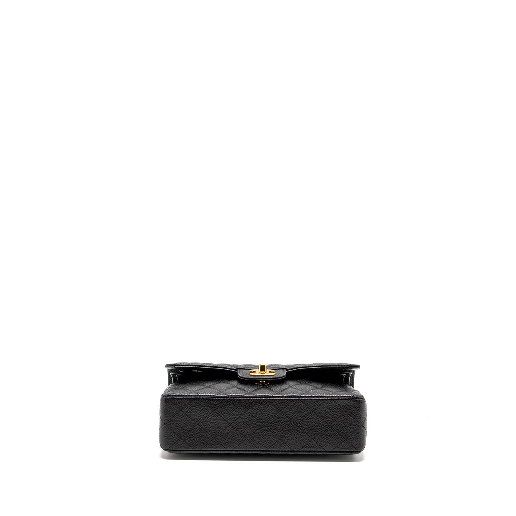 CHANEL SMALL CLASSIC DOUBLE FLAP BAG CAVIAR BLACK GHW (MICROCHIP)