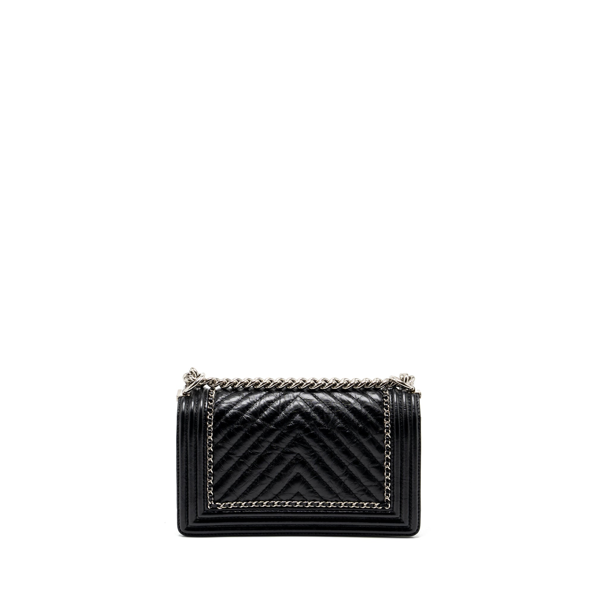CHANEL MEDIUM CHEVRON BOY BAG LIMITED EDITION CALFSKIN BLACK SHW