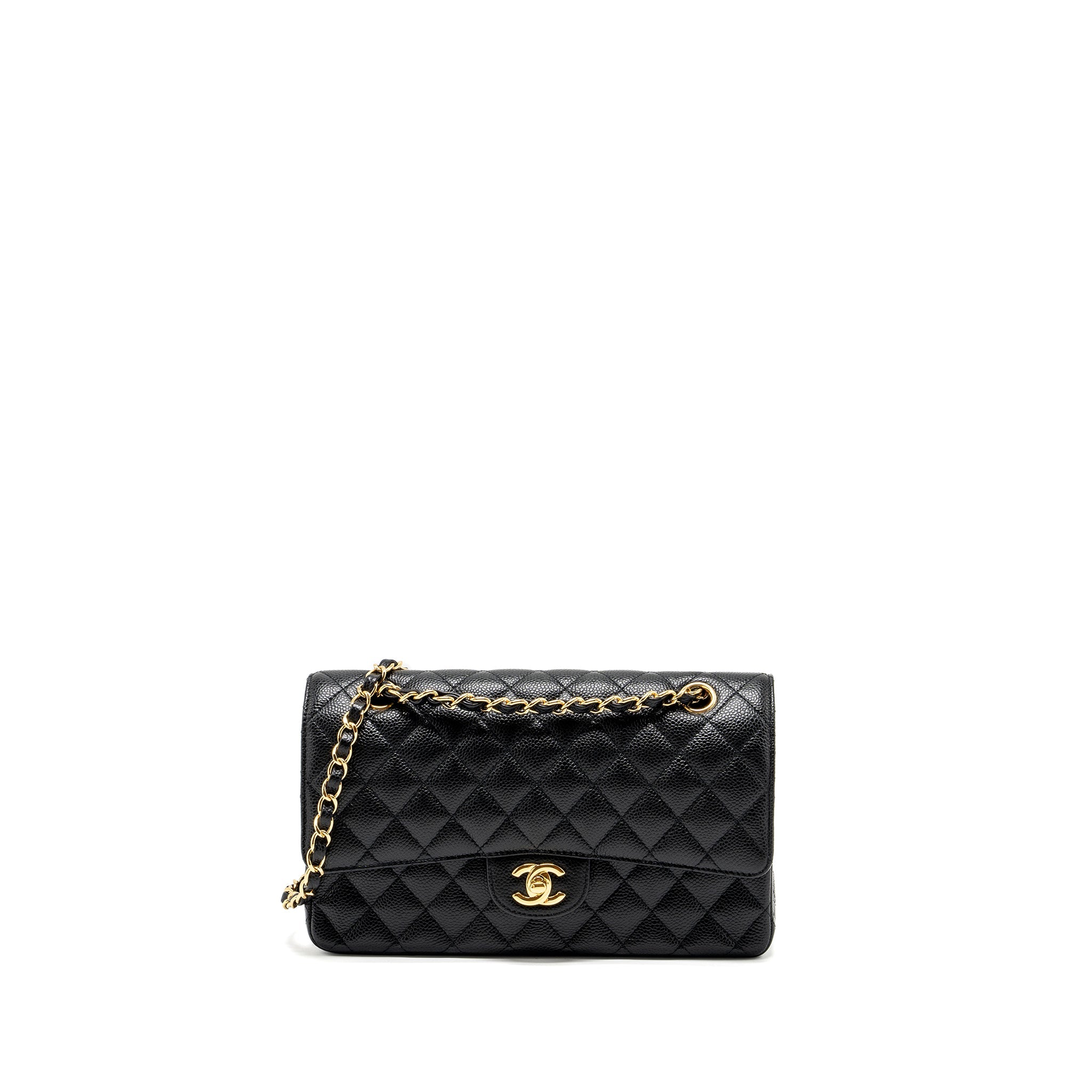 CHANEL MEDIUM CLASSIC DOUBLE FLAP BAG CAVIAR BLACK GHW