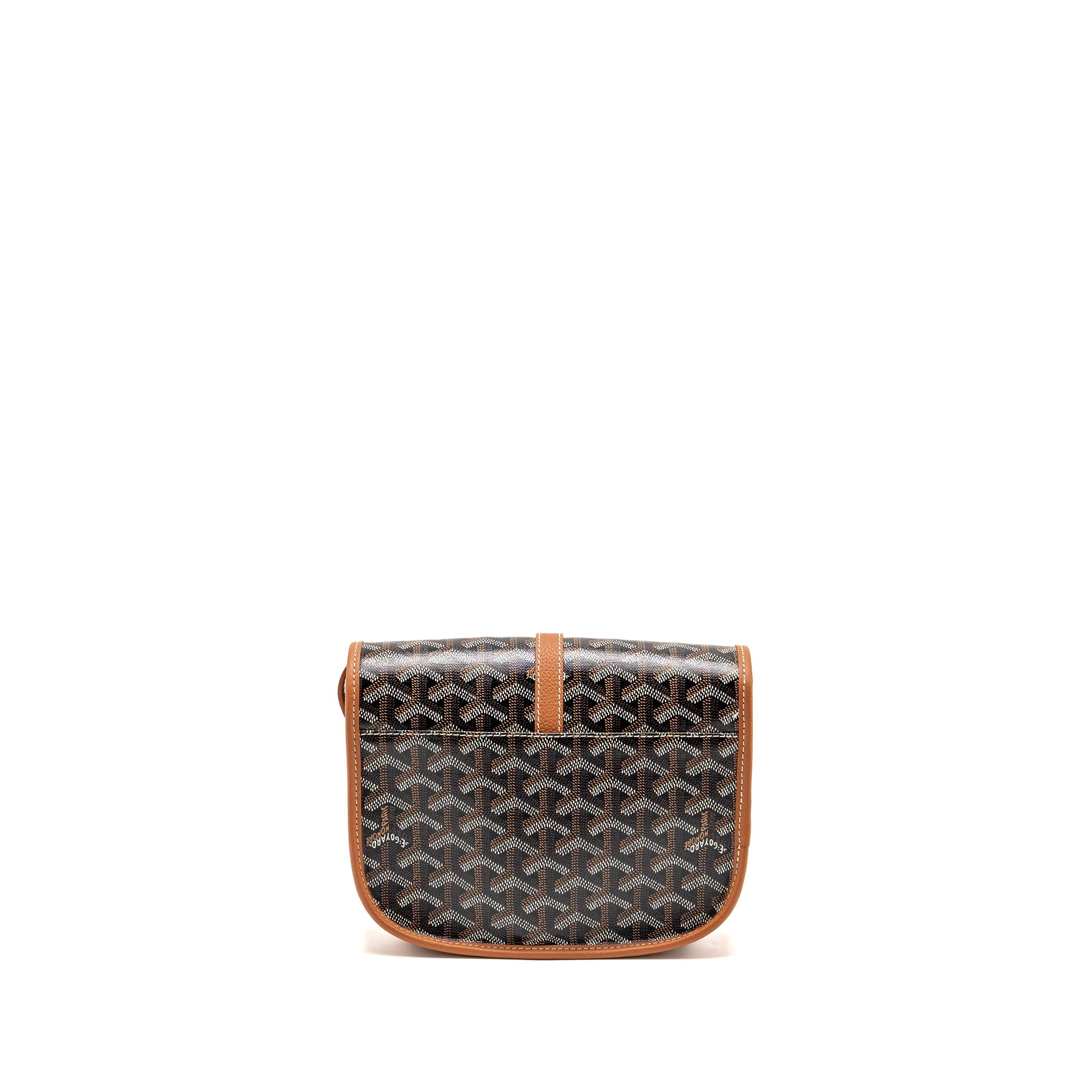 GOYARD BELVEDERE PM MESSENGER BAG GOYARDLINE CANVAS /CALFSKIN BLACK/TAN SHW