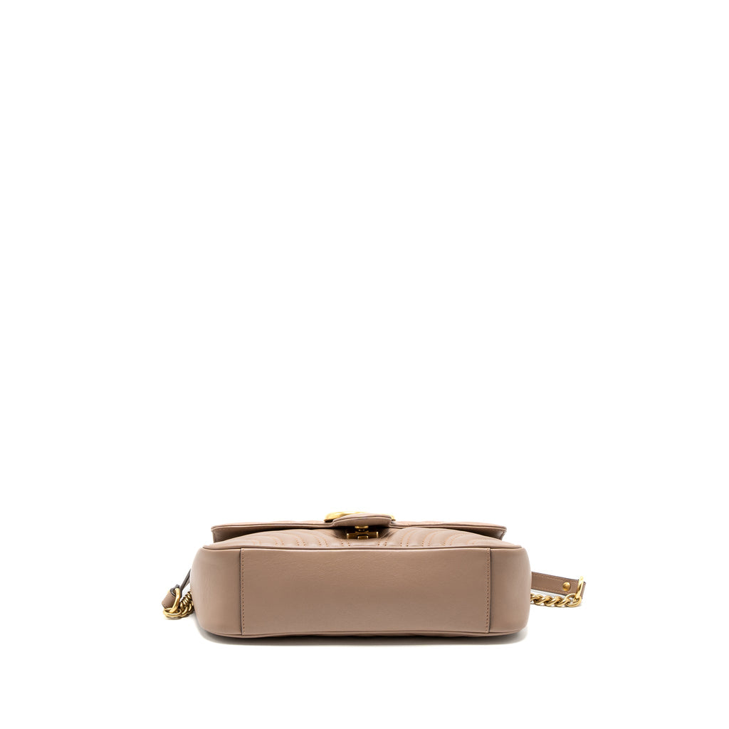 GUCCI SMALL GG MARMONT BAG CALFSKIN BEIGE BRUSHED GHW