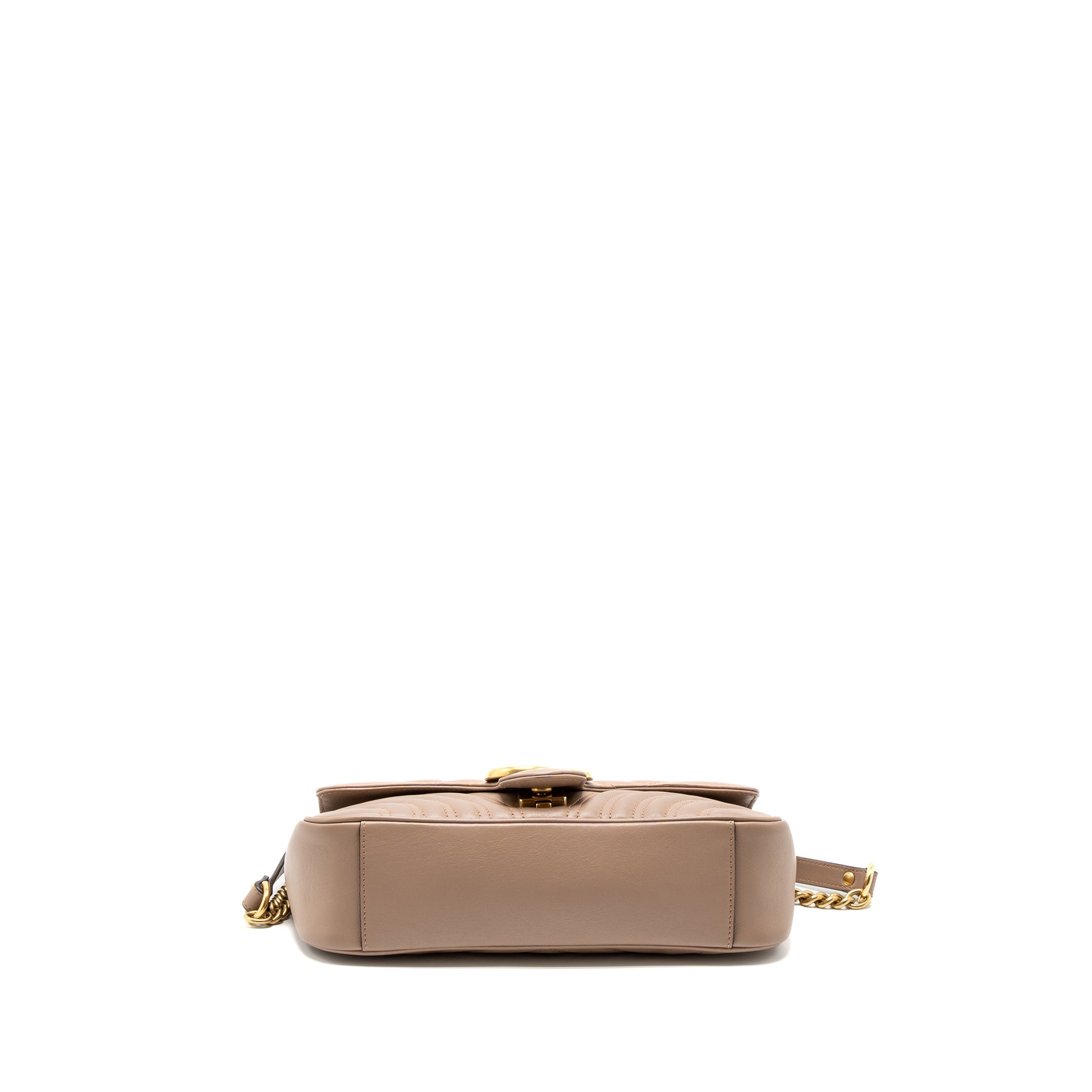 GUCCI SMALL GG MARMONT BAG CALFSKIN BEIGE BRUSHED GHW