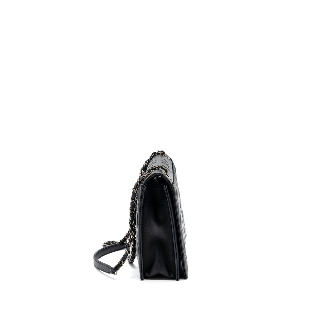 CHANEL QUILTED FLAP BAG CALFSKIN BLACK RUTHENIUM HARDWARE
