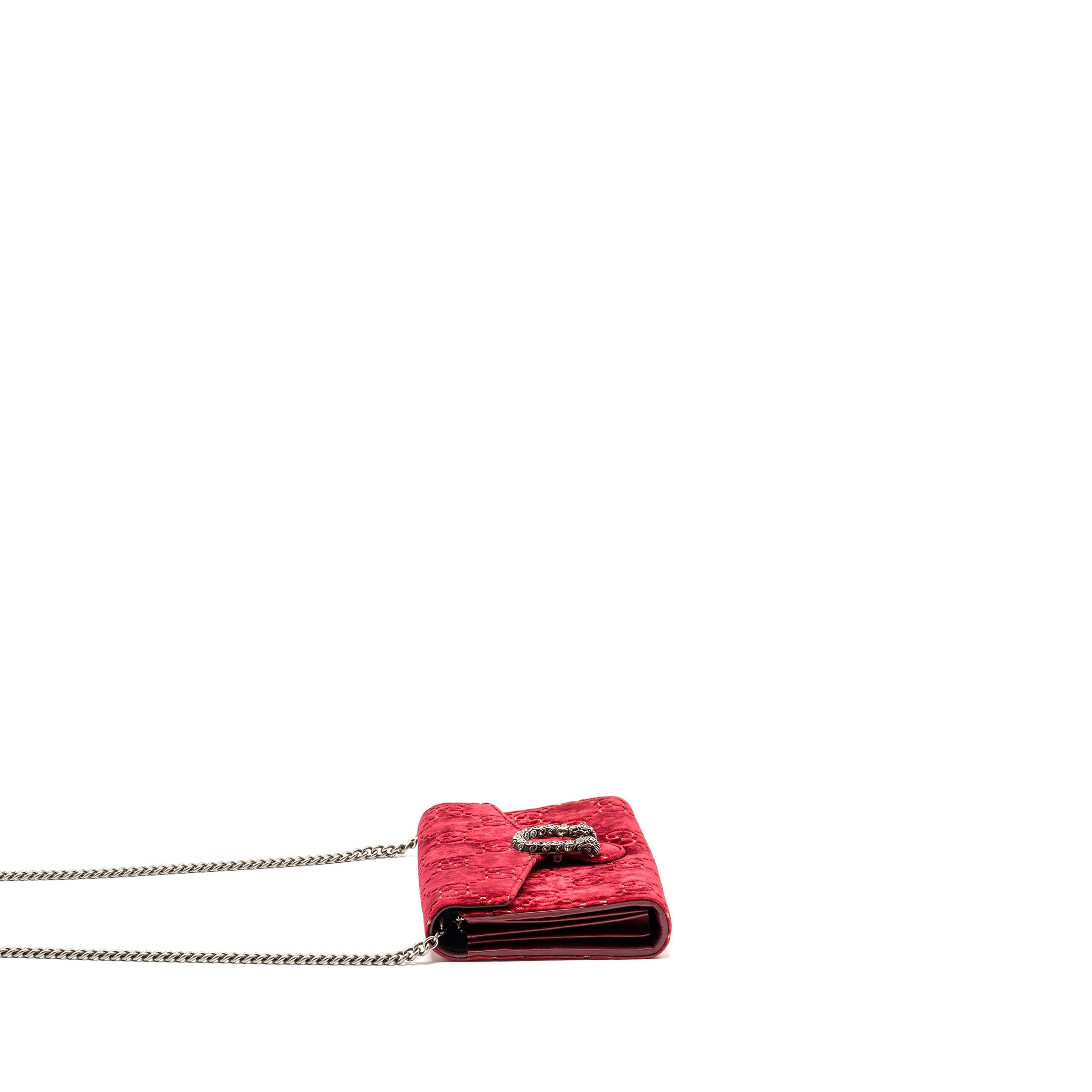 GUCCI DIONYSUS WALLET ON CHAIN VELVET RED SHW