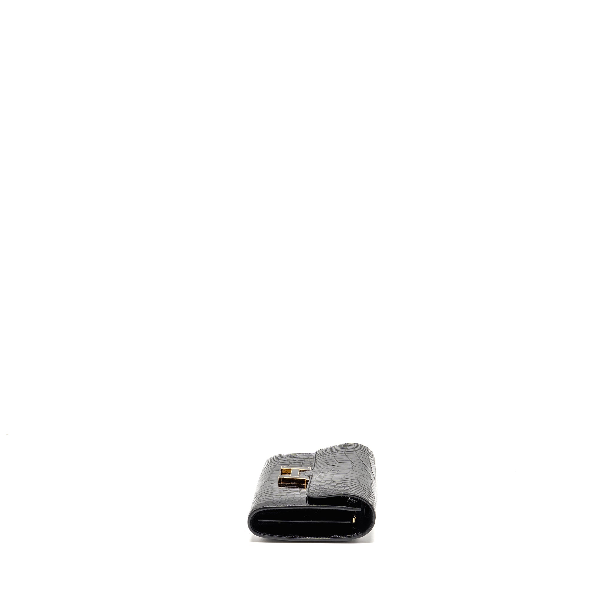 HERMES CONSTANCE TO GO ALLIGATOR MISSISSIPPIENSIS BLACK WITH BLACK HARDWARE