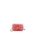 CHANEL MINI RECTANGULAR FLAP BAG TWEED MULTICOLOUR PINK LGHW (MICROCHIP)