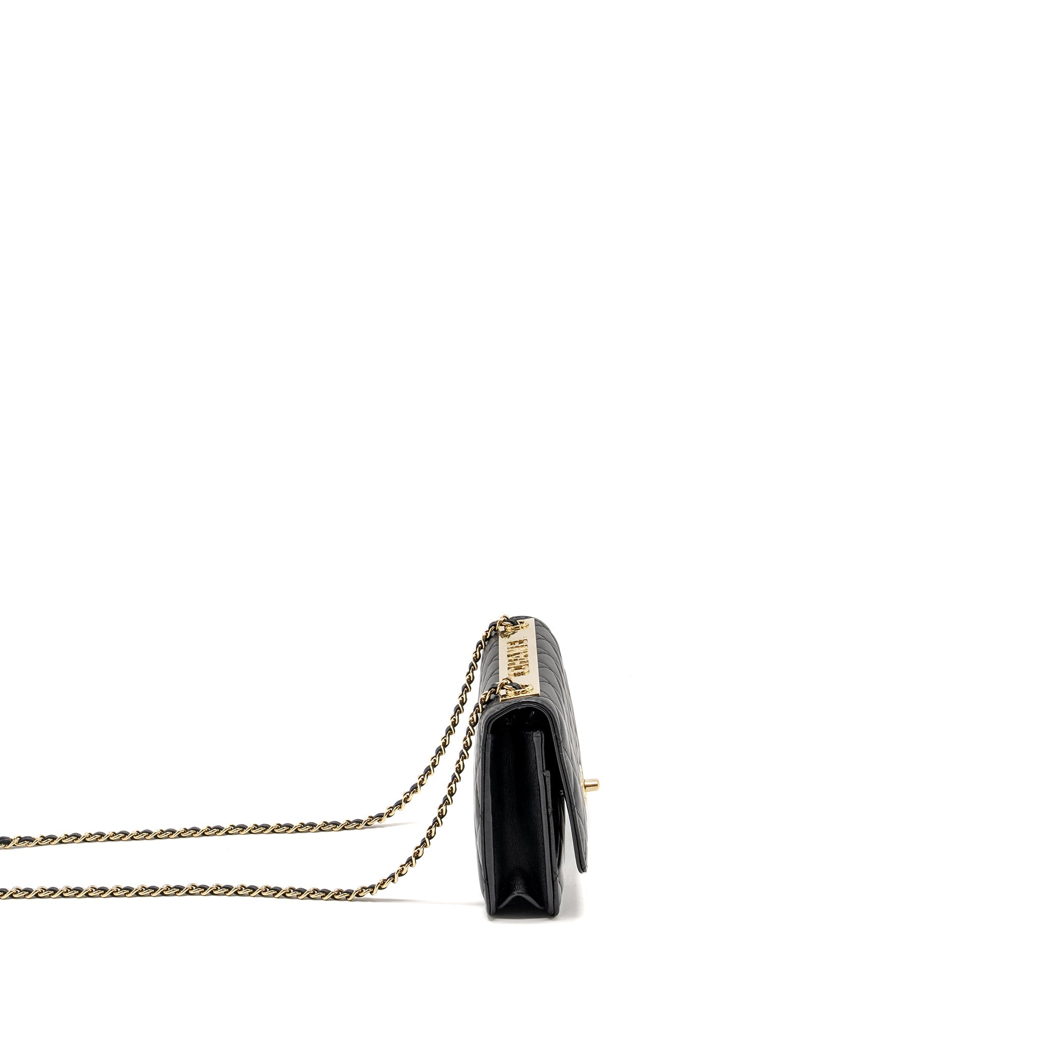 CHANEL TRENDY CC WALLET ON CHAIN LAMBSKIN BLACK LGHW (MICROCHIP)