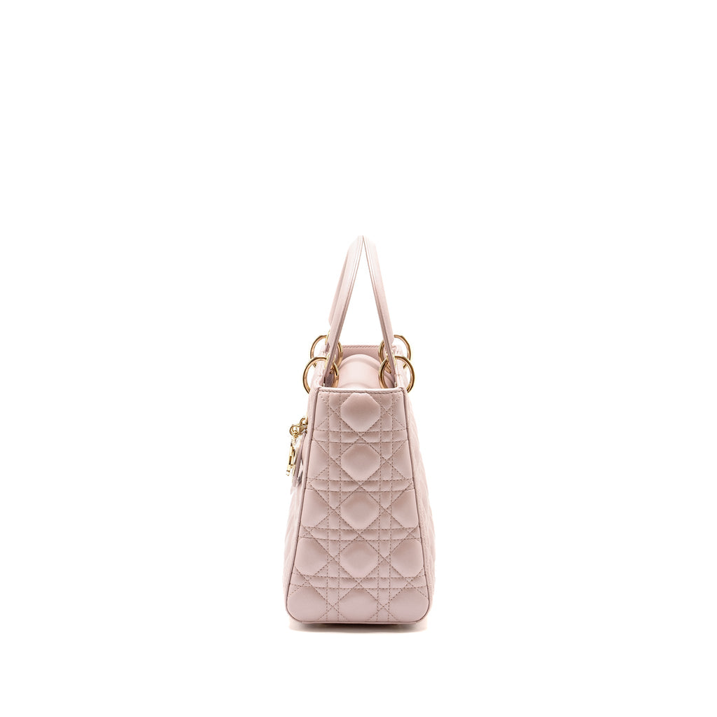 DIOR MEDIUM LADY DIOR LAMBSKIN IRIDESCENT PINK LGHW