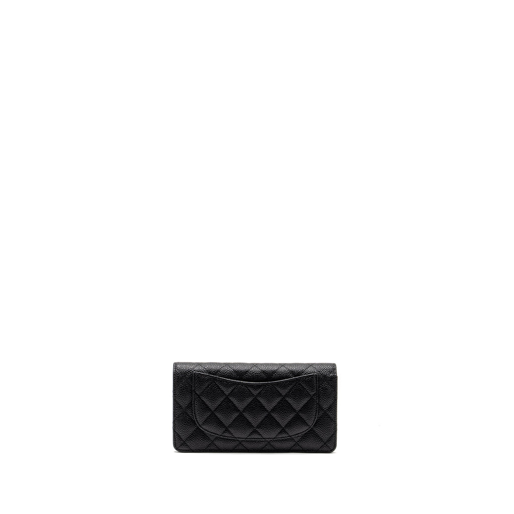 CHANEL COMPACT LONG WALLET CAVIAR BLACK GHW
