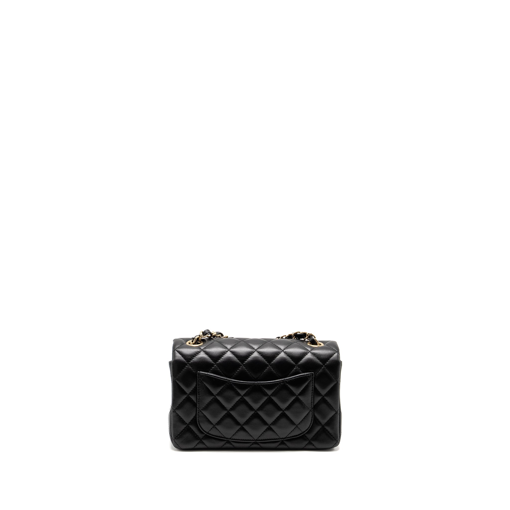 CHANEL MINI RECTANGULAR FLAP BAG LAMBSKIN BLACK LGHW (MICROCHIP)