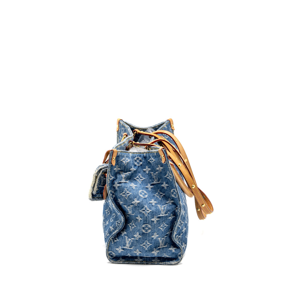 LOUIS VUITTON ONTHEGO MM REMIX MONOGRAM DENIM BLUE GHW