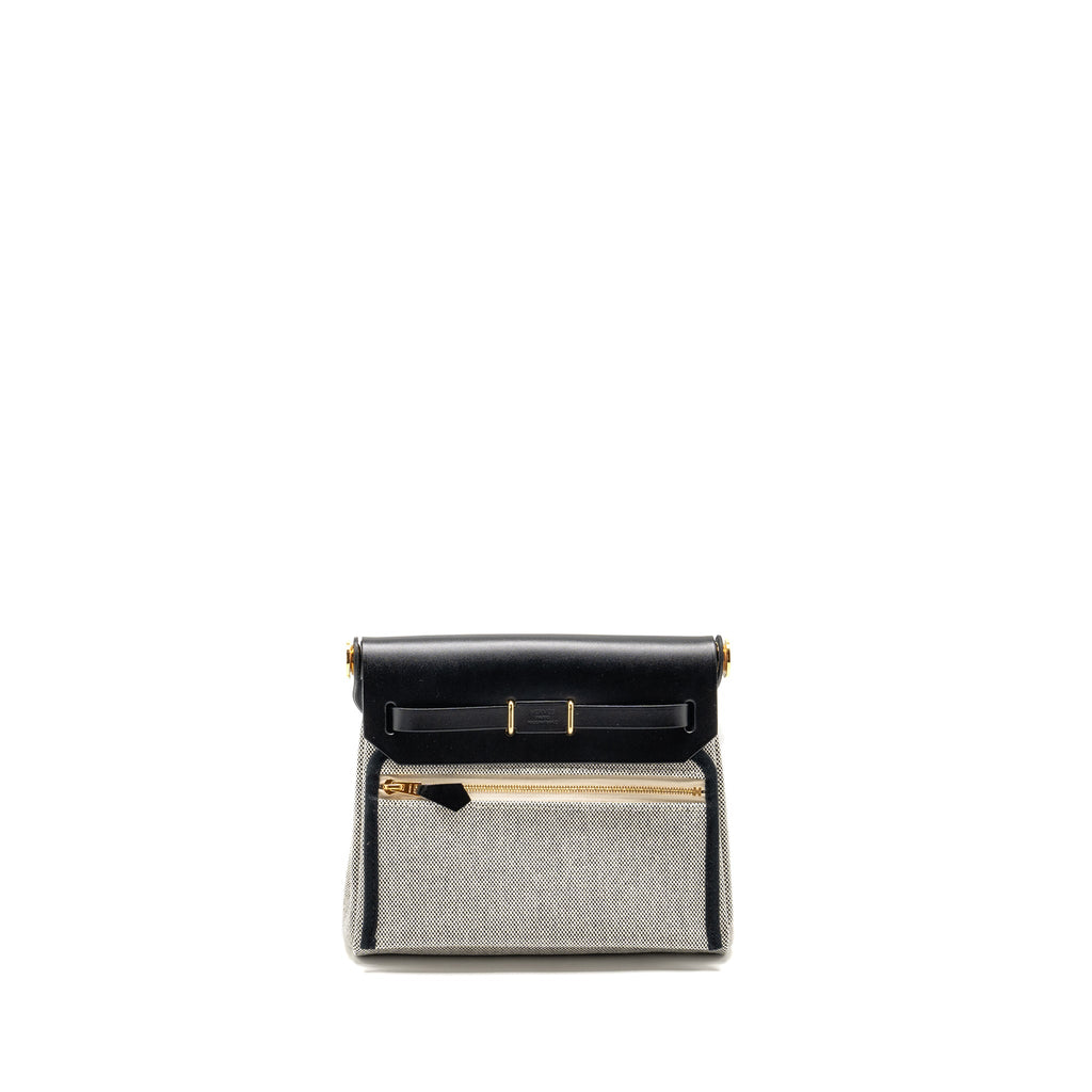 HERMES HERBAG MINI CANVAS/COWHIDE BLACK/ ECRU GHW