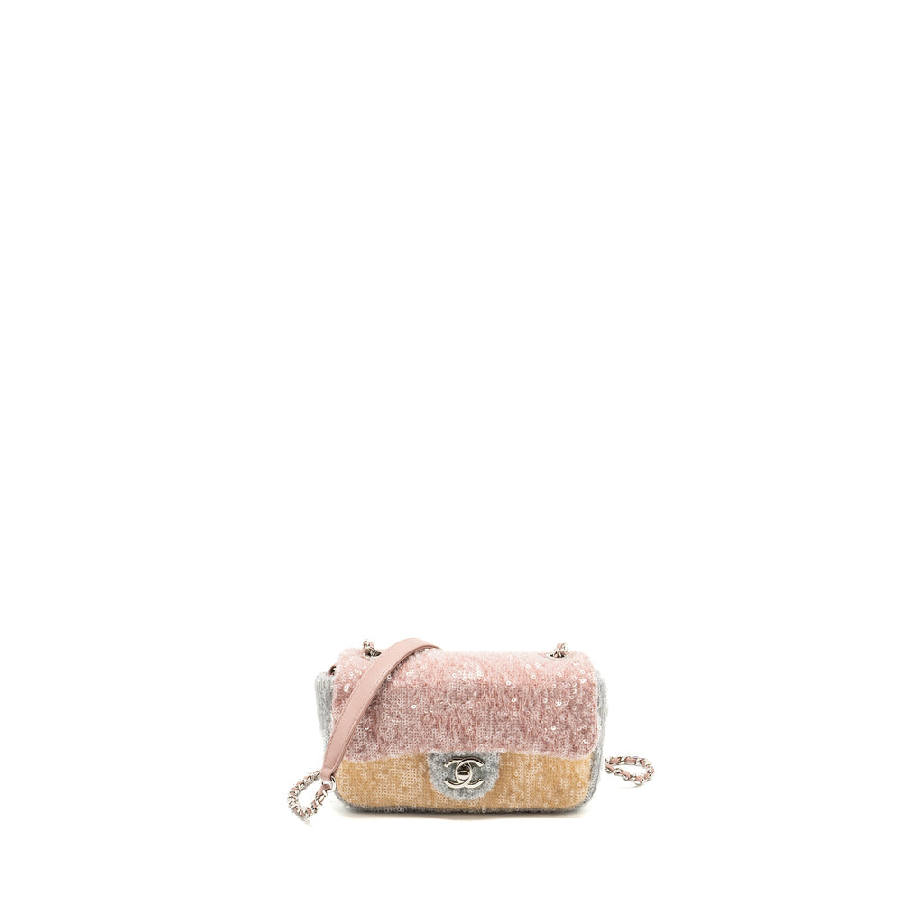 CHANEL 18S MINI WATERFALL FLAP BAG SEQUIN PINK/BLUE/YELLOW SHW