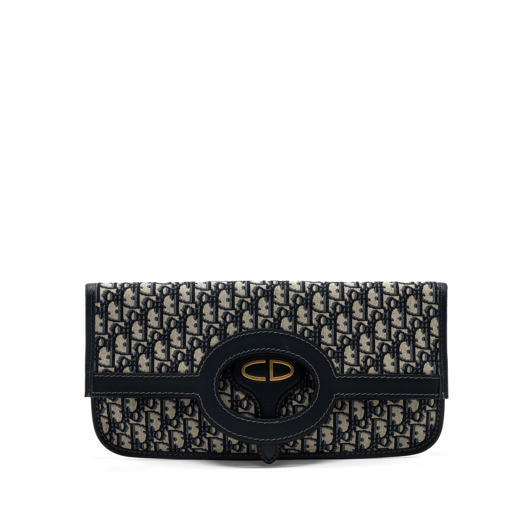 DIOR FOLDER CLUTCH BLUE DIOR OBLIQUE CANVAS/ LEATHER GHW