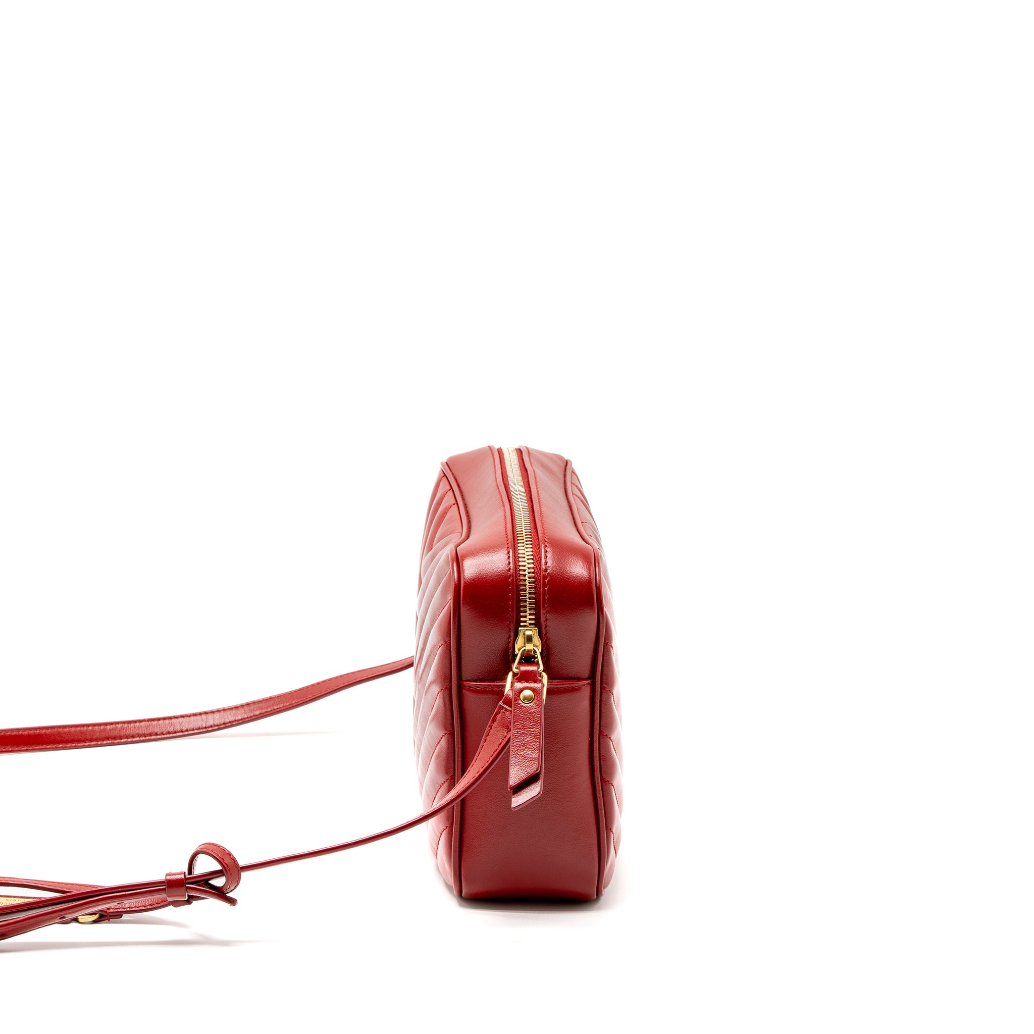 SAINT LAURENT LOU CAMERA BAG CALFSKIN RED GHW
