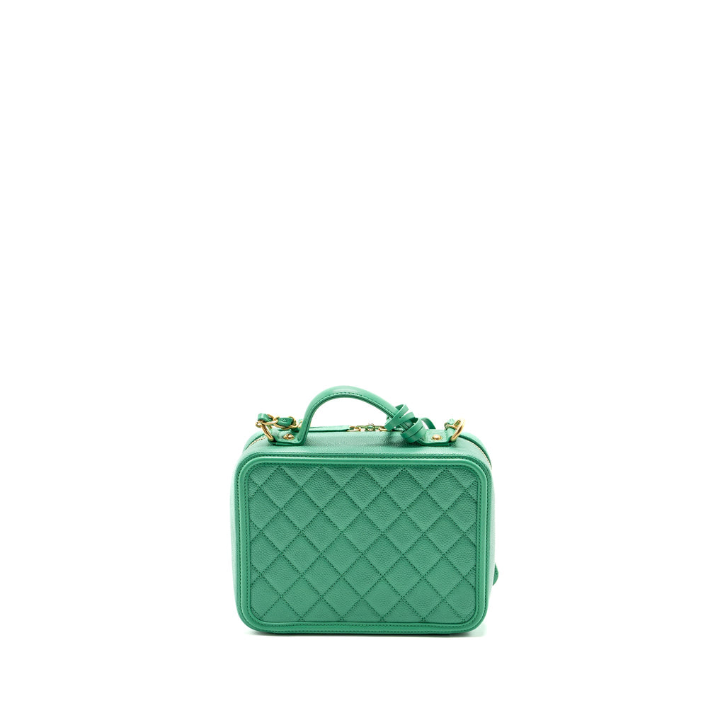 CHANEL MEDIUM FILIGREE VANITY CASE CAVIAR GREEN GHW