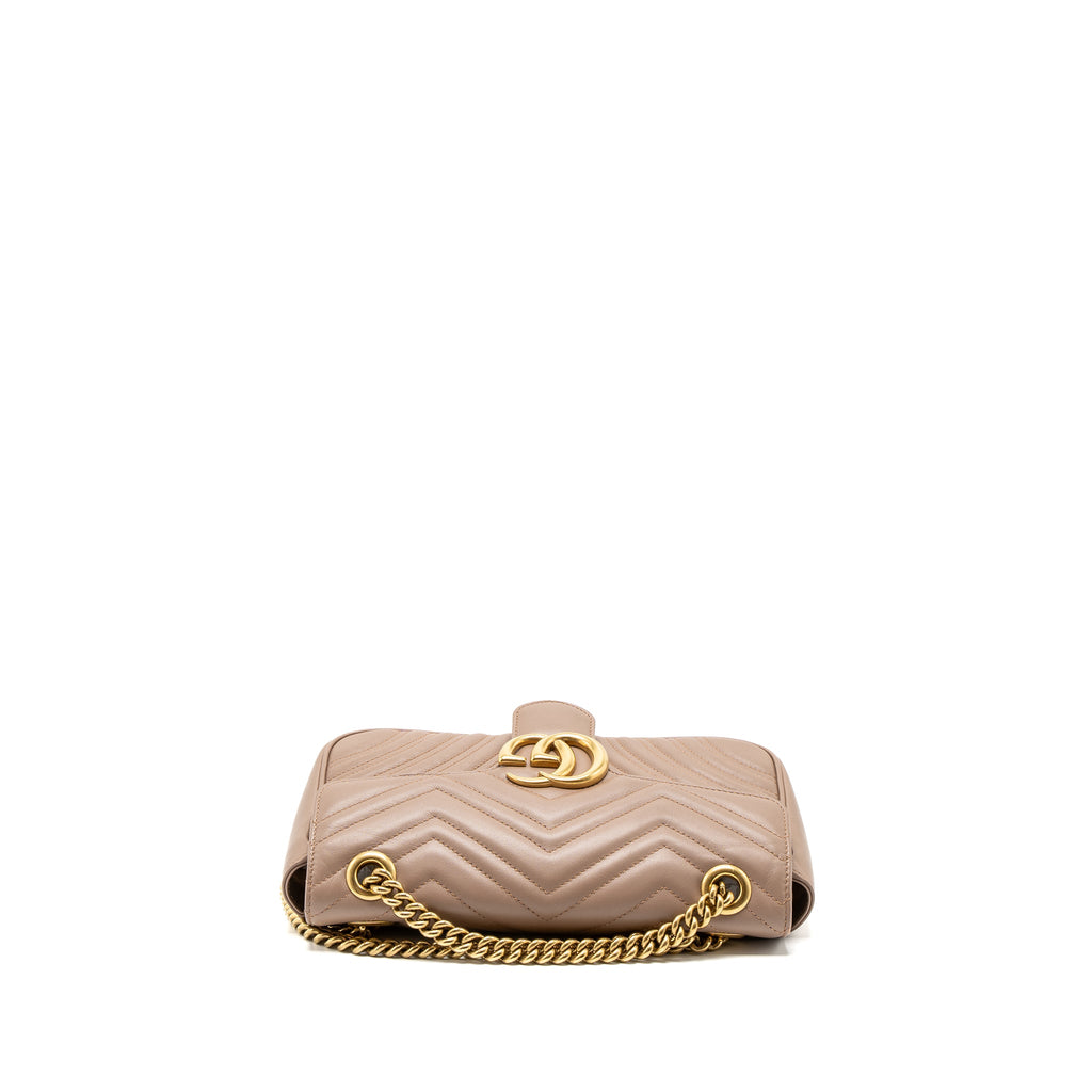 GUCCI SMALL GG MARMONT BAG CALFSKIN BEIGE BRUSHED GHW