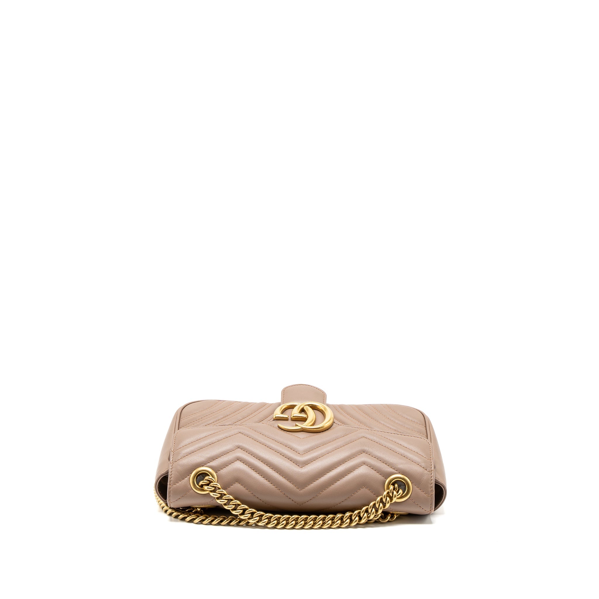 GUCCI SMALL GG MARMONT BAG CALFSKIN BEIGE BRUSHED GHW