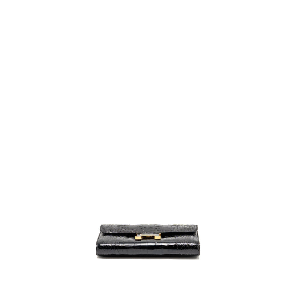 HERMES CONSTANCE TO GO ALLIGATOR MISSISSIPPIENSIS BLACK WITH BLACK HARDWARE