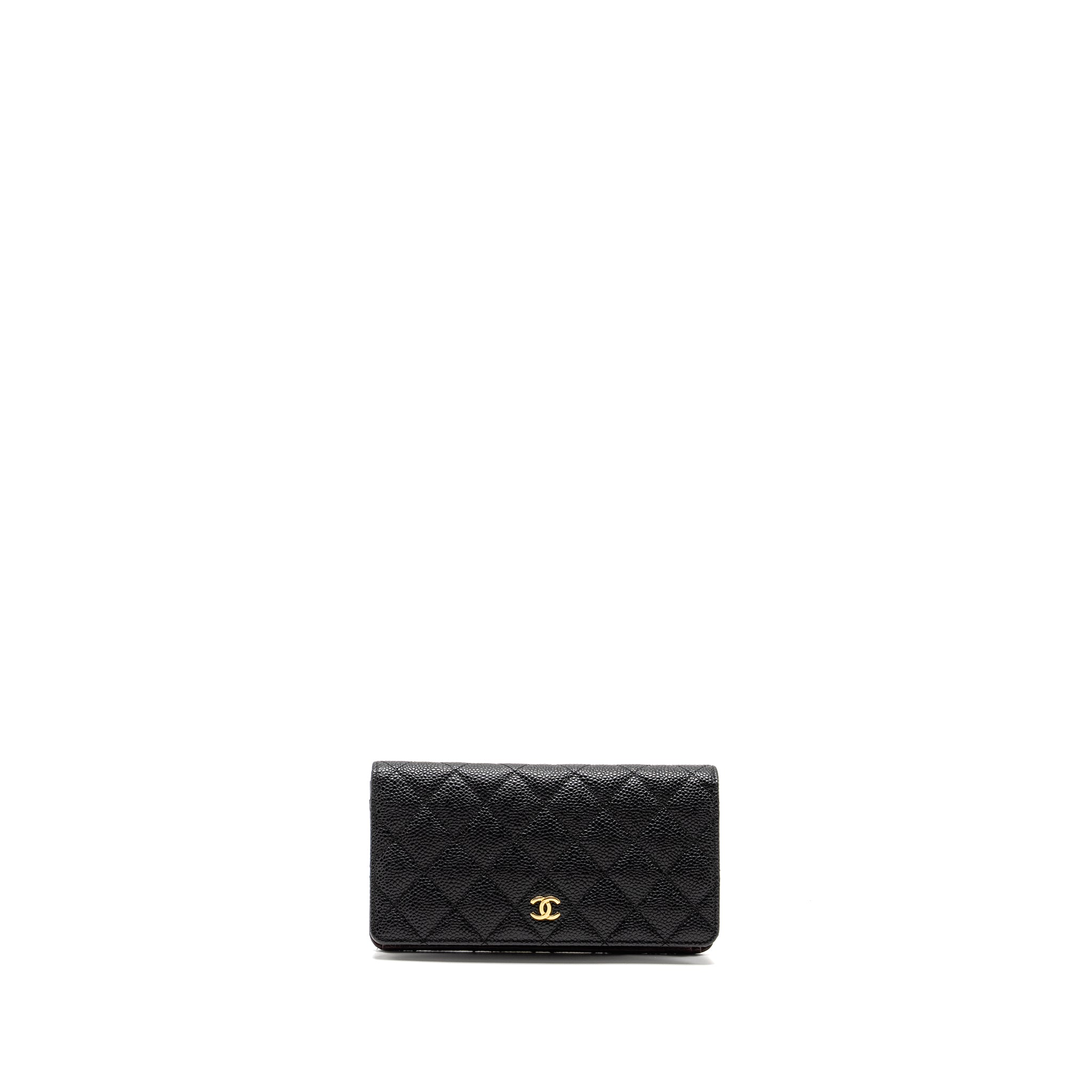 CHANEL COMPACT LONG WALLET CAVIAR BLACK GHW