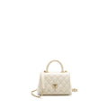 CHANEL MINI COCO HANDLE CAVIAR WHITE LGHW (MICROCHIP)