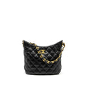 CHANEL 22K HOBO SHOULDER BAG LAMBSKIN BLACK GHW (MICROCHIP)